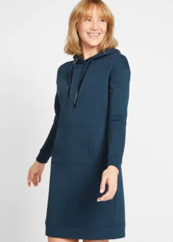 bonprix bonprix Vestido tipo sudadera de algodón puro Azul marino Discount