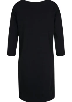 bonprix bonprix Vestido tipo sudadera, mangas 3/4, interior suave Negro New