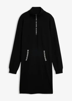 bonprix bonprix Vestido tipo sudadera suave Negro estampado Outlet
