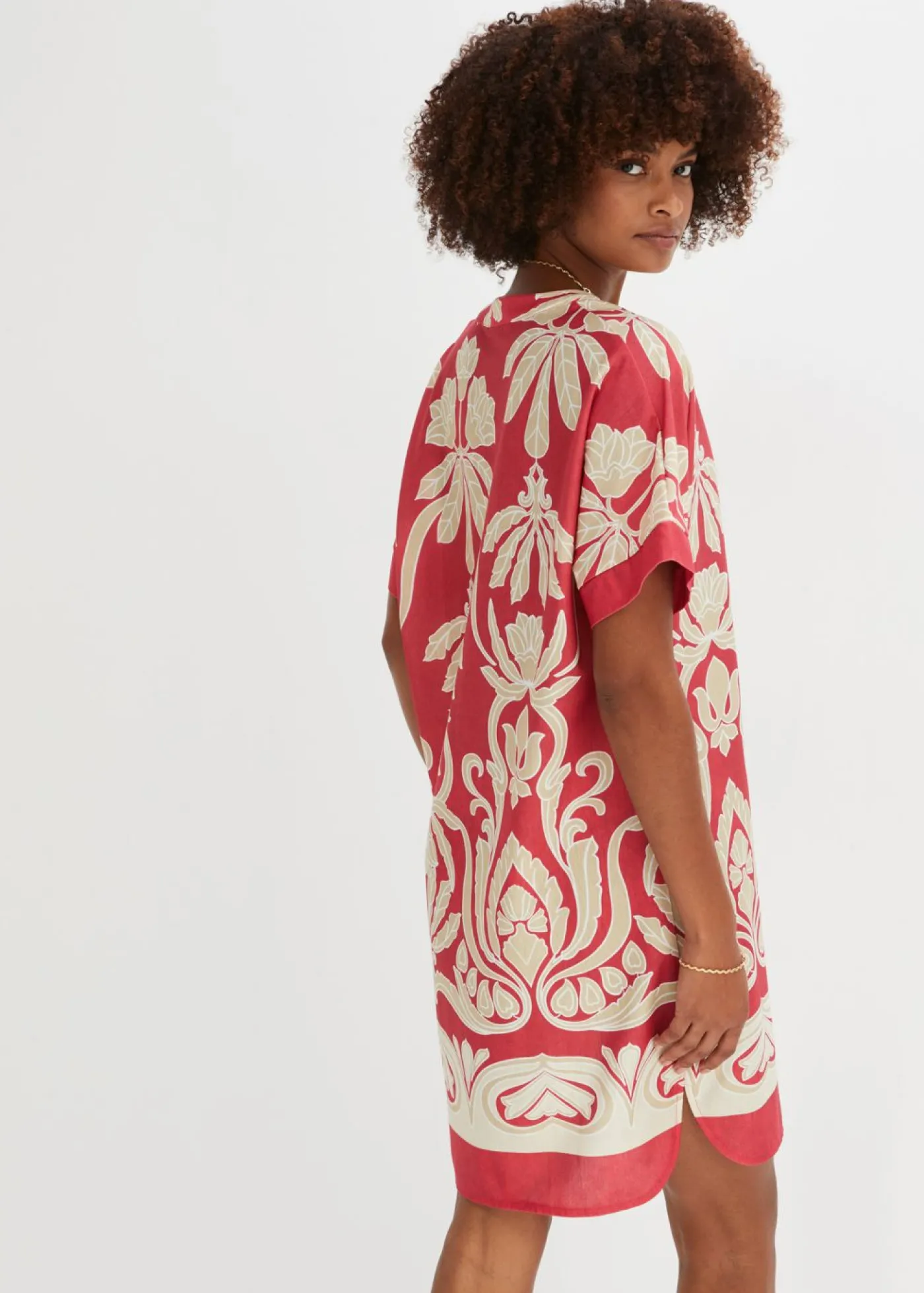 bonprix bonprix Vestido tipo túnica Rojo-crema Outlet