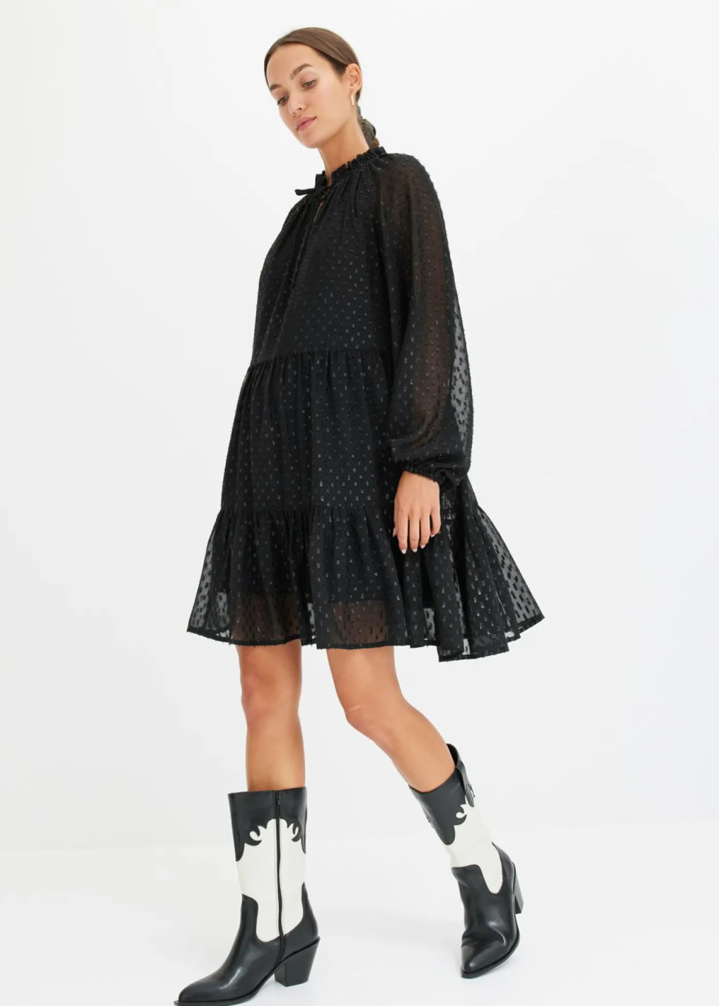 bonprix bonprix Vestido tipo túnica con efecto brillante Negro Outlet