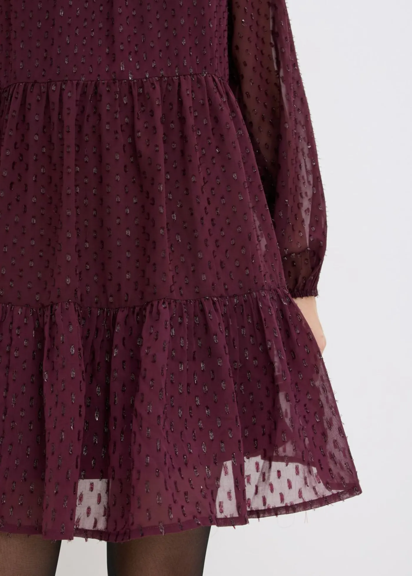 bonprix bonprix Vestido tipo túnica con efecto brillante rojo burdeos Hot