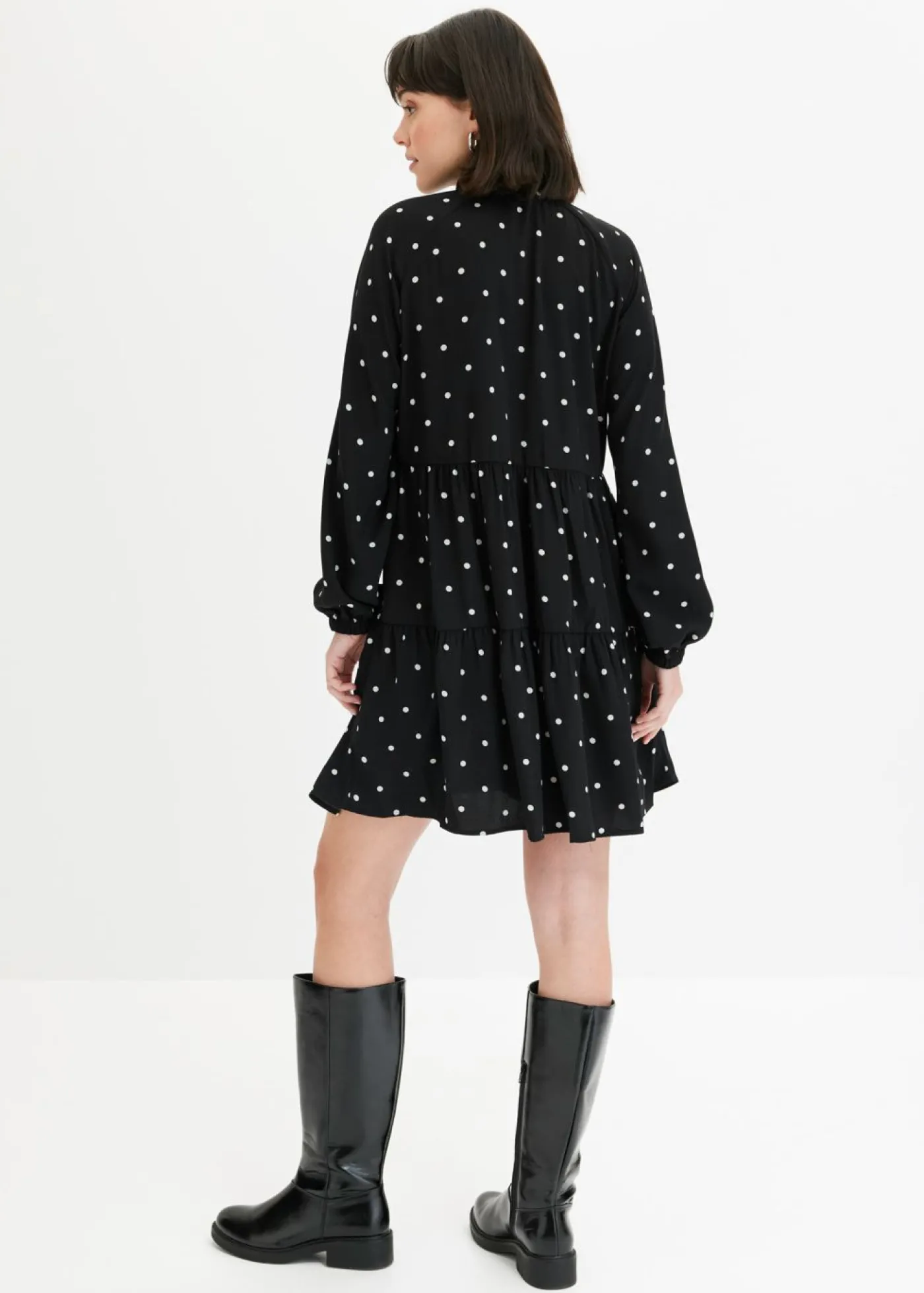 bonprix bonprix Vestido tipo túnica con lazo negro - blanco topos Outlet
