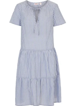 bonprix bonprix Vestido tipo túnica de algodón puro para verano índigo claro-blanco rayas verticales Online
