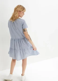 bonprix bonprix Vestido tipo túnica de algodón puro para verano índigo claro-blanco rayas verticales Online