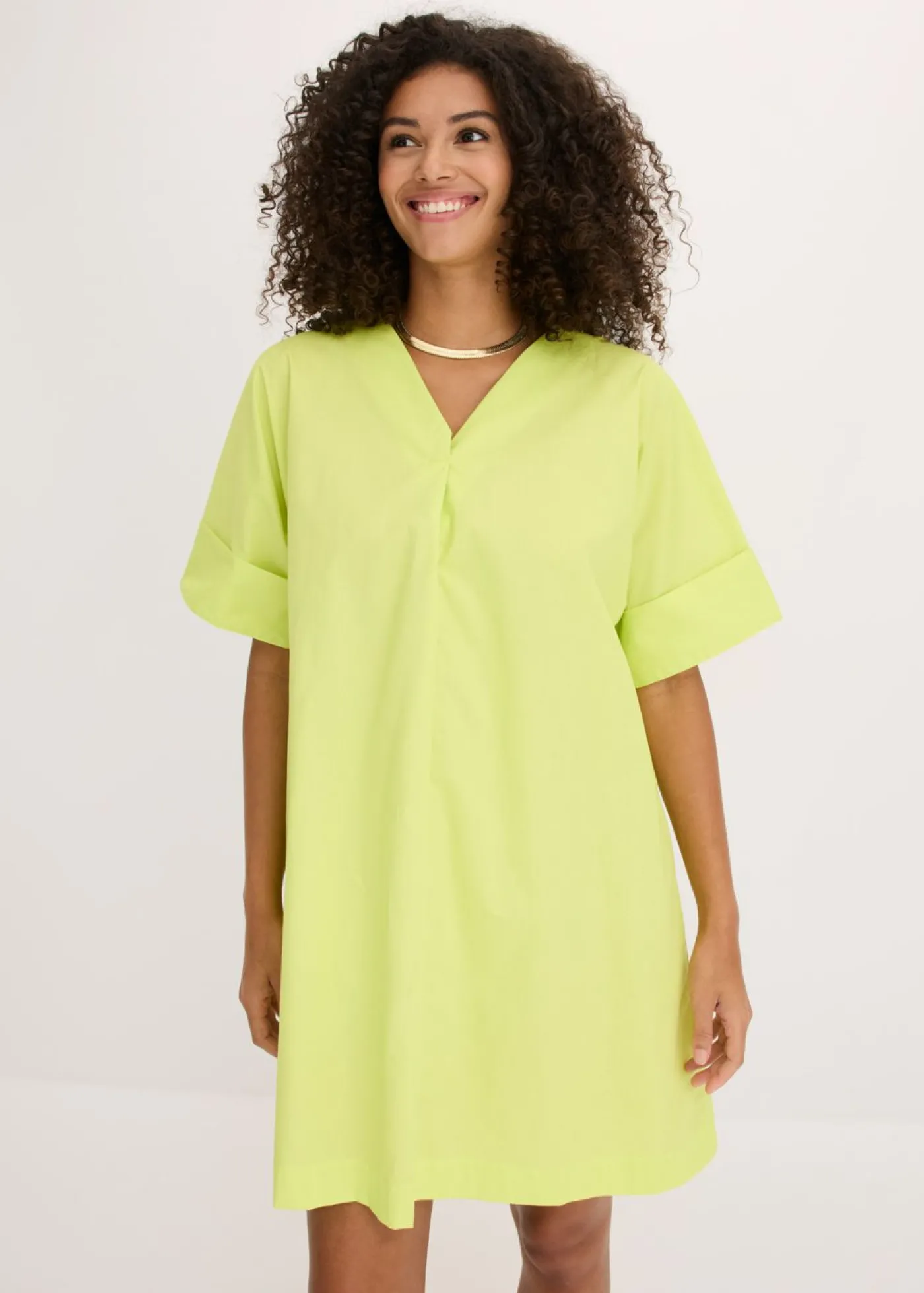 bonprix bonprix Vestido tipo túnica de algodón orgánico puro Amarillo cítrico Hot