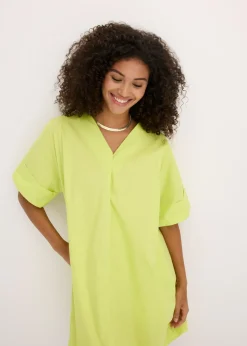 bonprix bonprix Vestido tipo túnica de algodón orgánico puro Amarillo cítrico Hot
