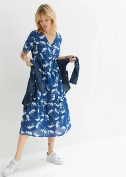 bonprix bonprix Vestido tipo túnica de largo midi azul genciana Clearance