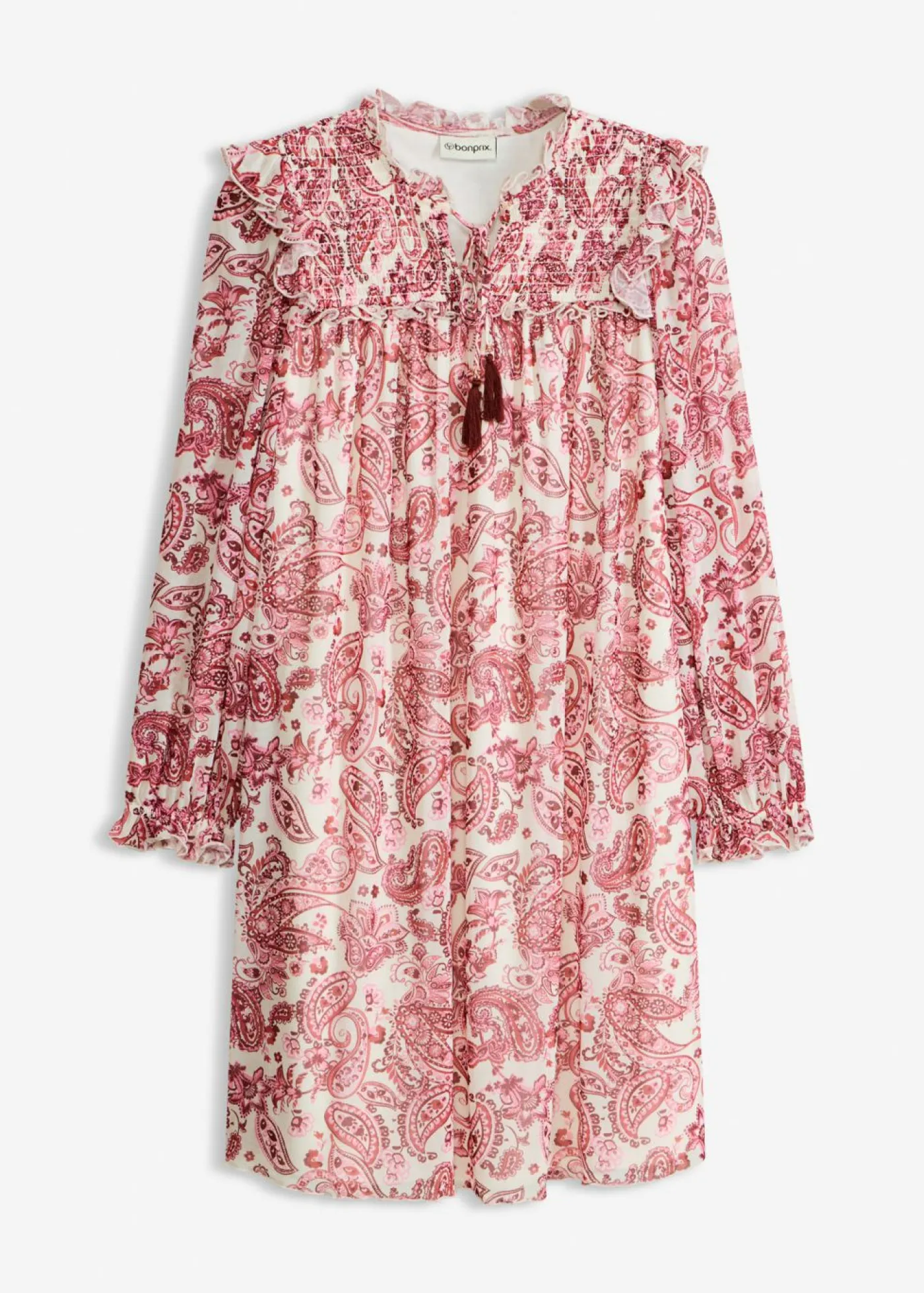bonprix bonprix Vestido tipo túnica de malla suave Blanco lana Online