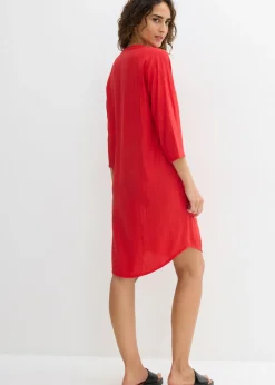 bonprix bonprix Vestido tipo túnica de mezcla de viscosa con efecto estructurado fresa Sale