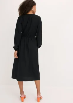bonprix bonprix Vestido tipo túnica de mezcla de viscosa fluida Negro New