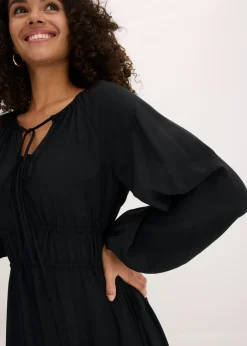 bonprix bonprix Vestido tipo túnica de mezcla de viscosa fluida Negro New