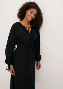 bonprix bonprix Vestido tipo túnica de mezcla de viscosa fluida Negro New
