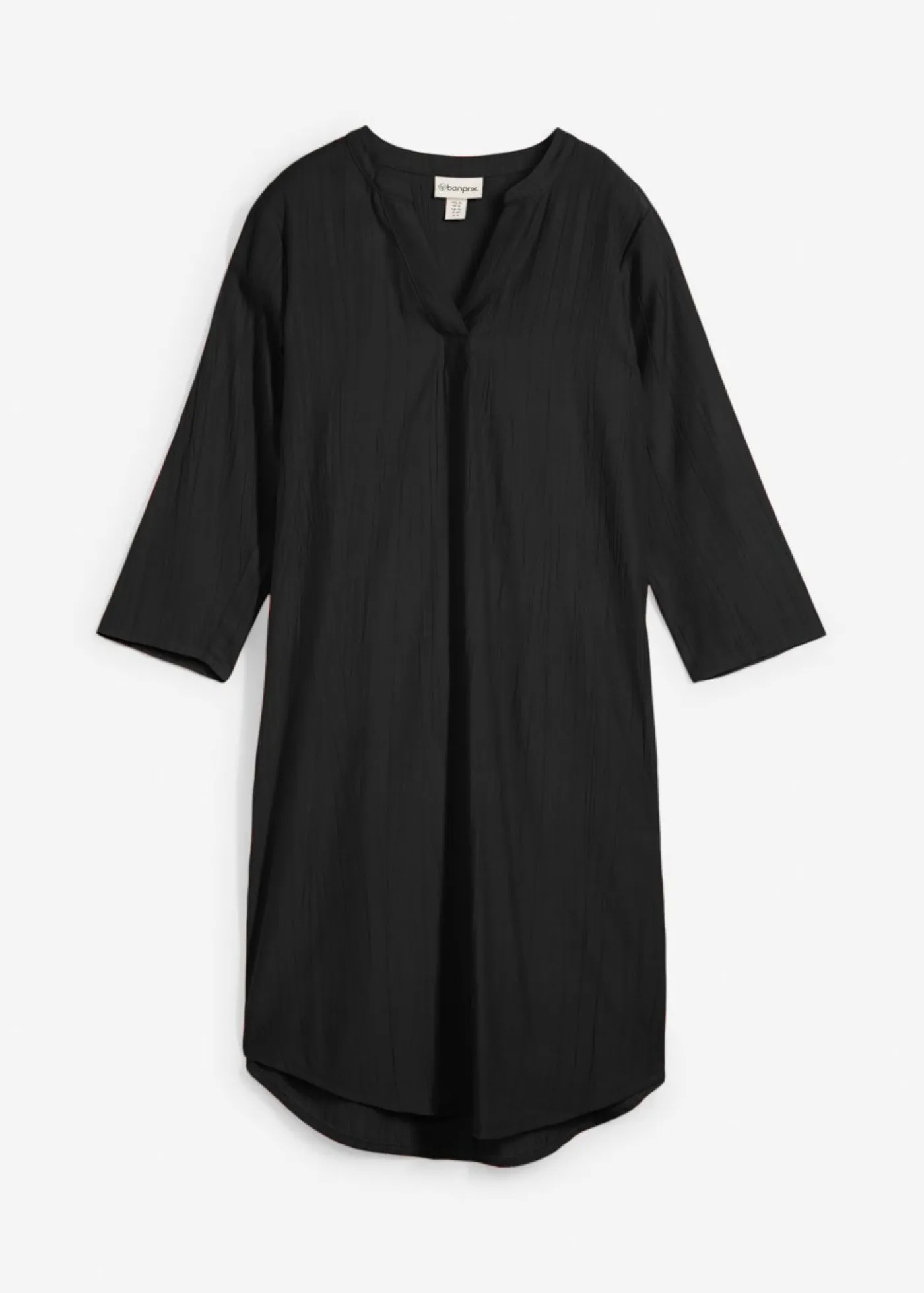 bonprix bonprix Vestido tipo túnica de mezcla de viscosa con efecto estructurado Negro Online