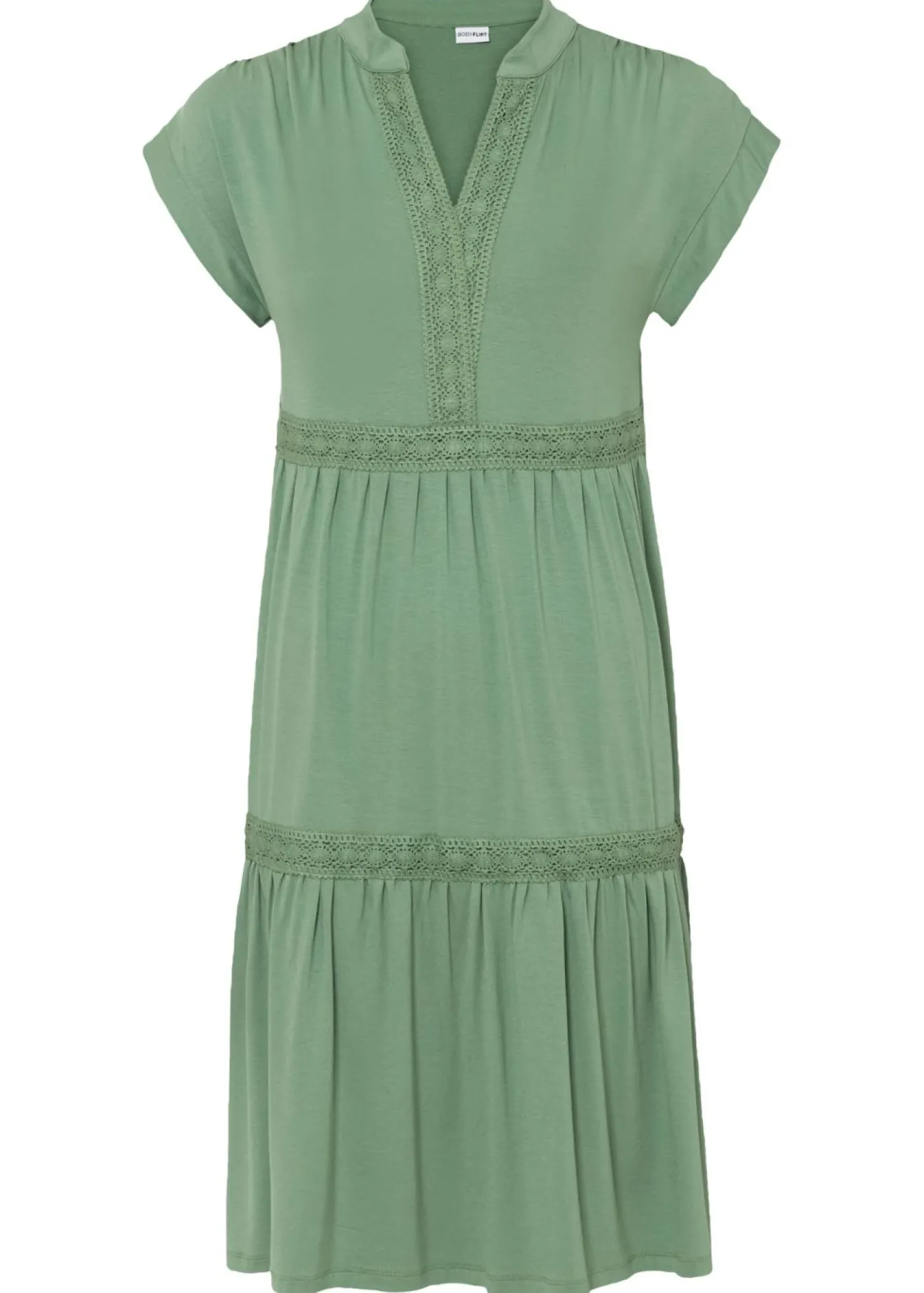 bonprix bonprix Vestido tipo túnica de mezcla de viscosa suave Verde pino Outlet