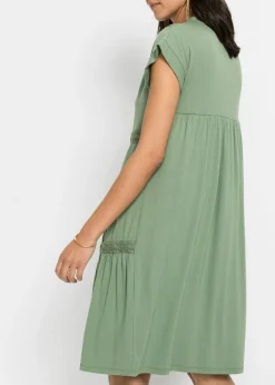 bonprix bonprix Vestido tipo túnica de mezcla de viscosa suave Verde pino Outlet