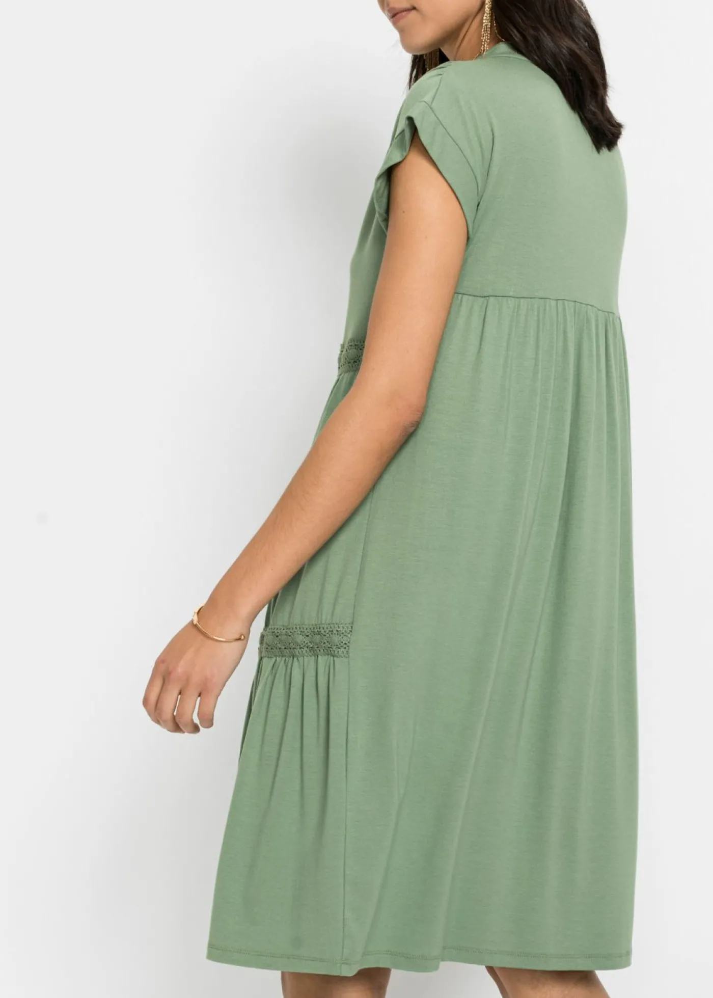 bonprix bonprix Vestido tipo túnica de mezcla de viscosa suave Verde pino Outlet