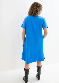 bonprix bonprix Vestido tipo túnica de mezcla de lino y algodón con bolsillos Azur Clearance