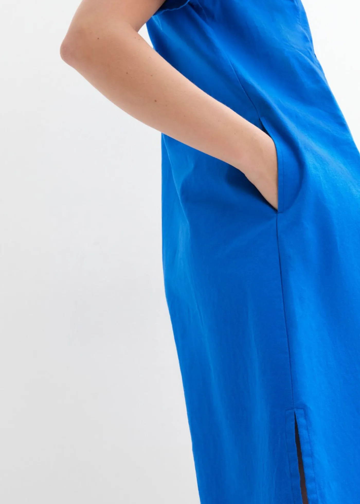 bonprix bonprix Vestido tipo túnica de mezcla de lino y algodón con bolsillos Azur Clearance