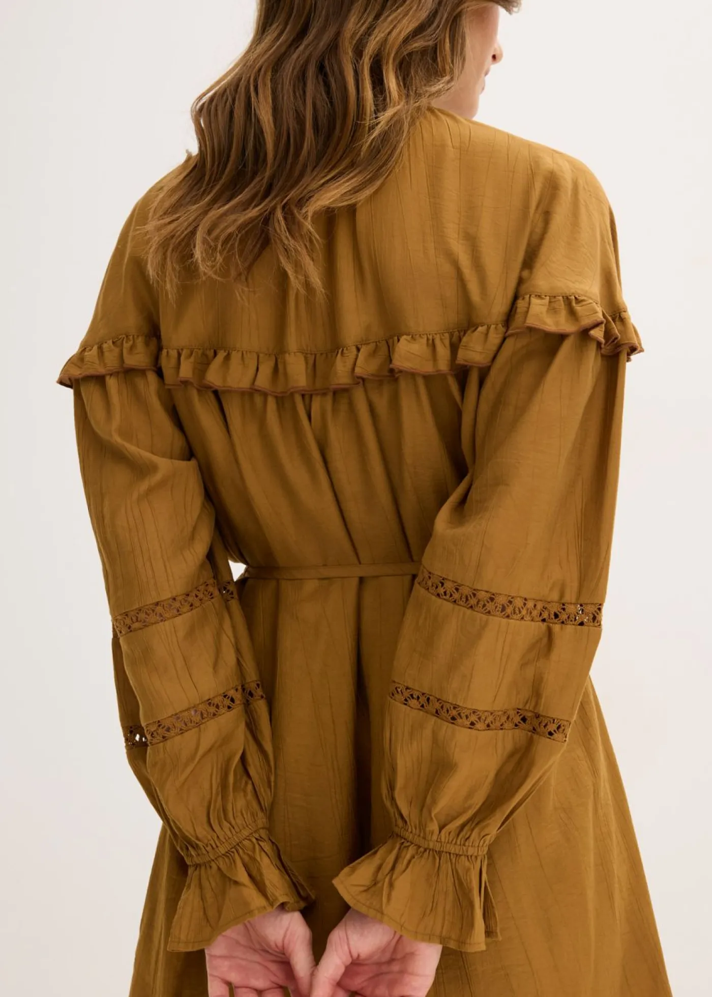 bonprix bonprix Vestido tipo túnica de mezcla de viscosa fina Marrón coñac Sale