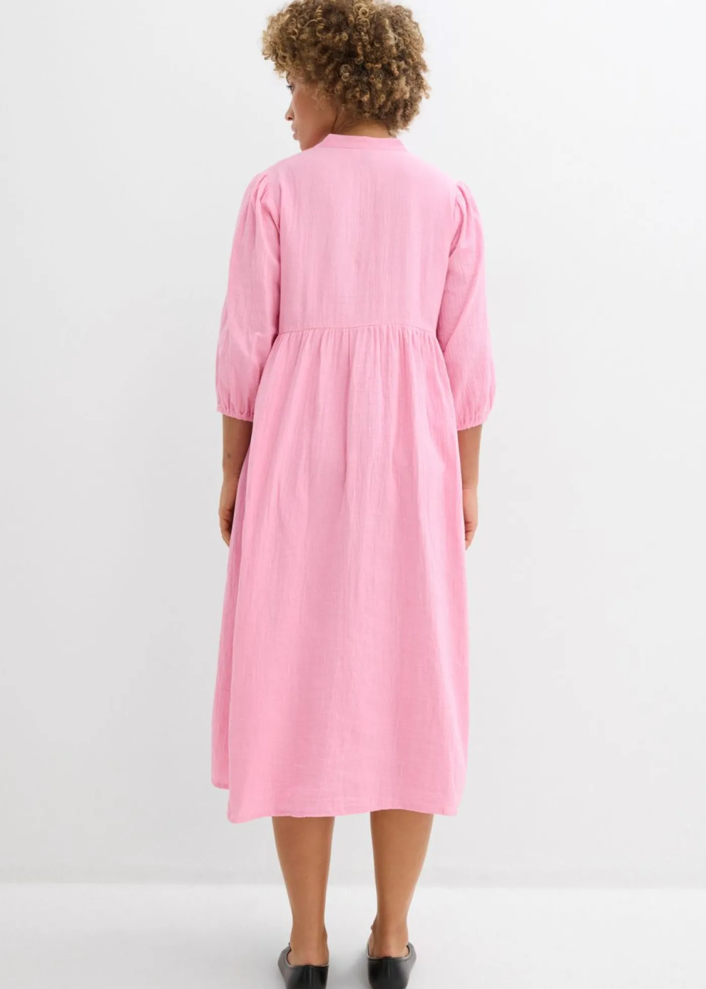 bonprix bonprix Vestido tipo túnica de muselina suave Rosa New