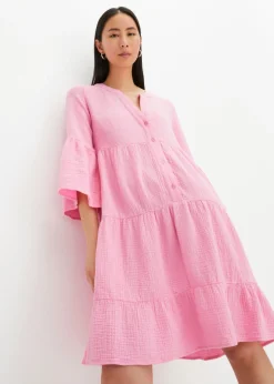 bonprix bonprix Vestido tipo túnica de muselina Rosa Outlet
