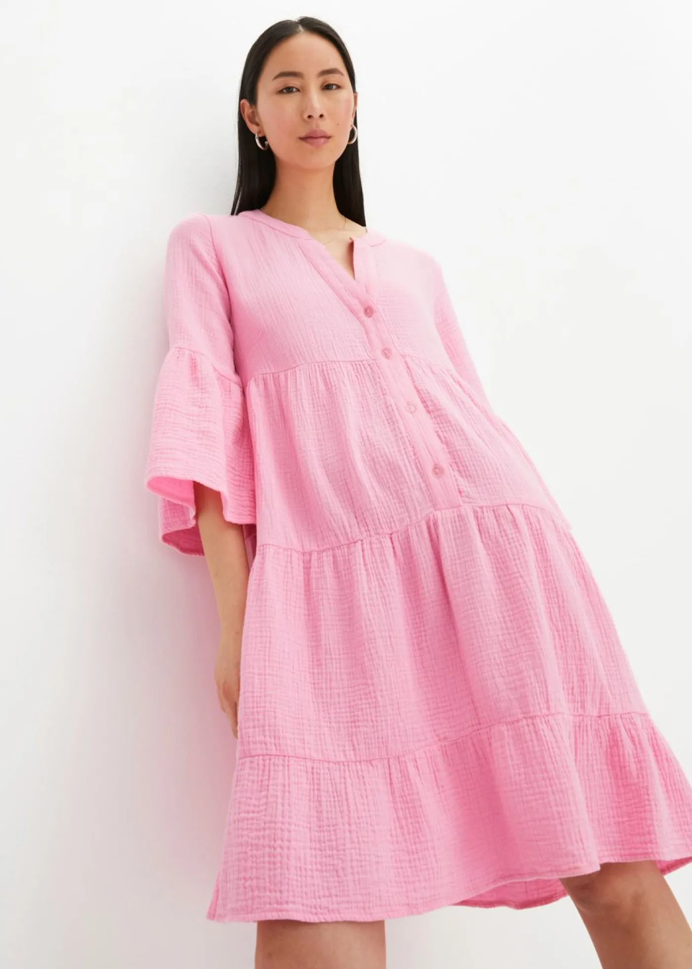 bonprix bonprix Vestido tipo túnica de muselina Rosa Outlet