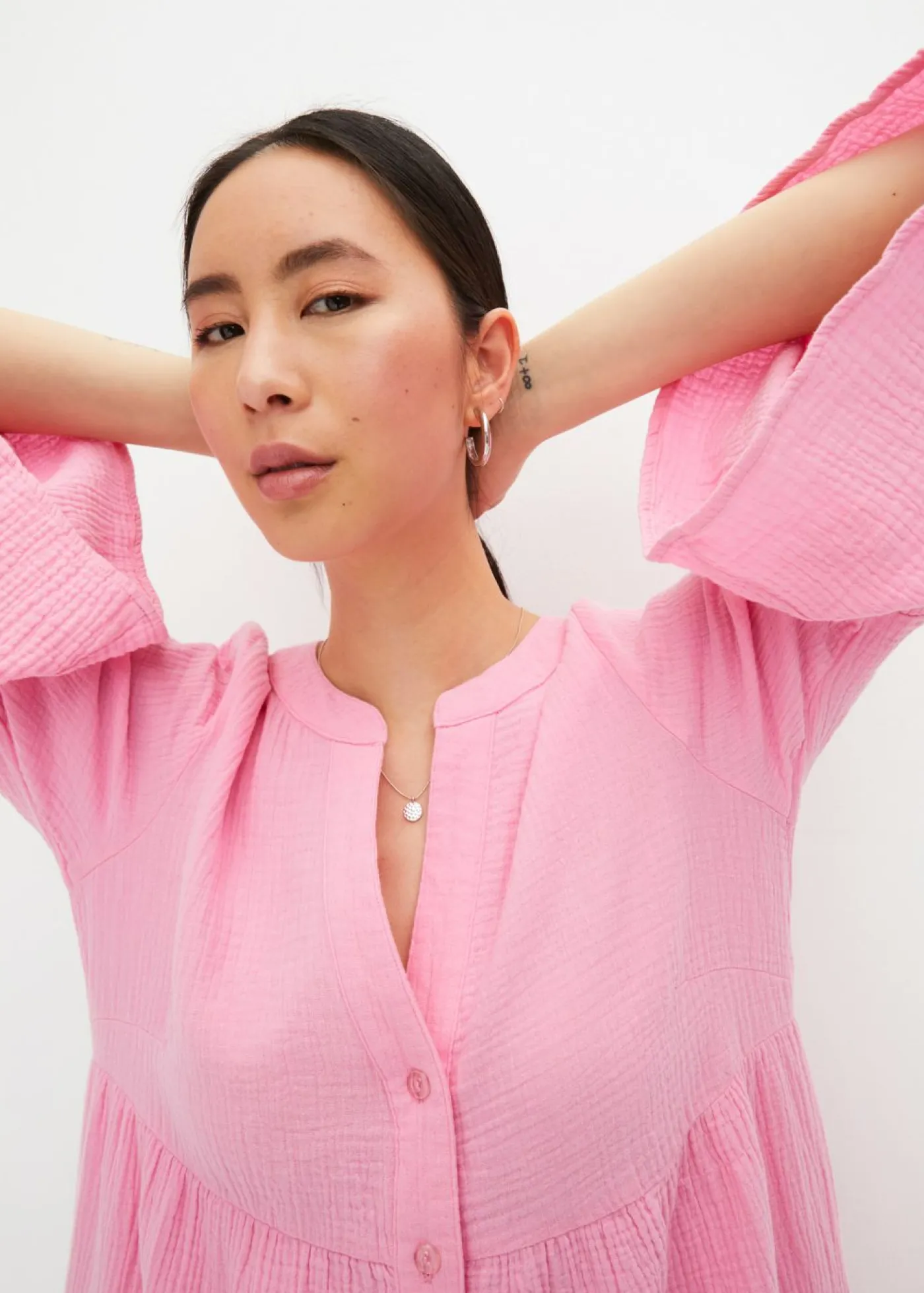 bonprix bonprix Vestido tipo túnica de muselina Rosa Outlet