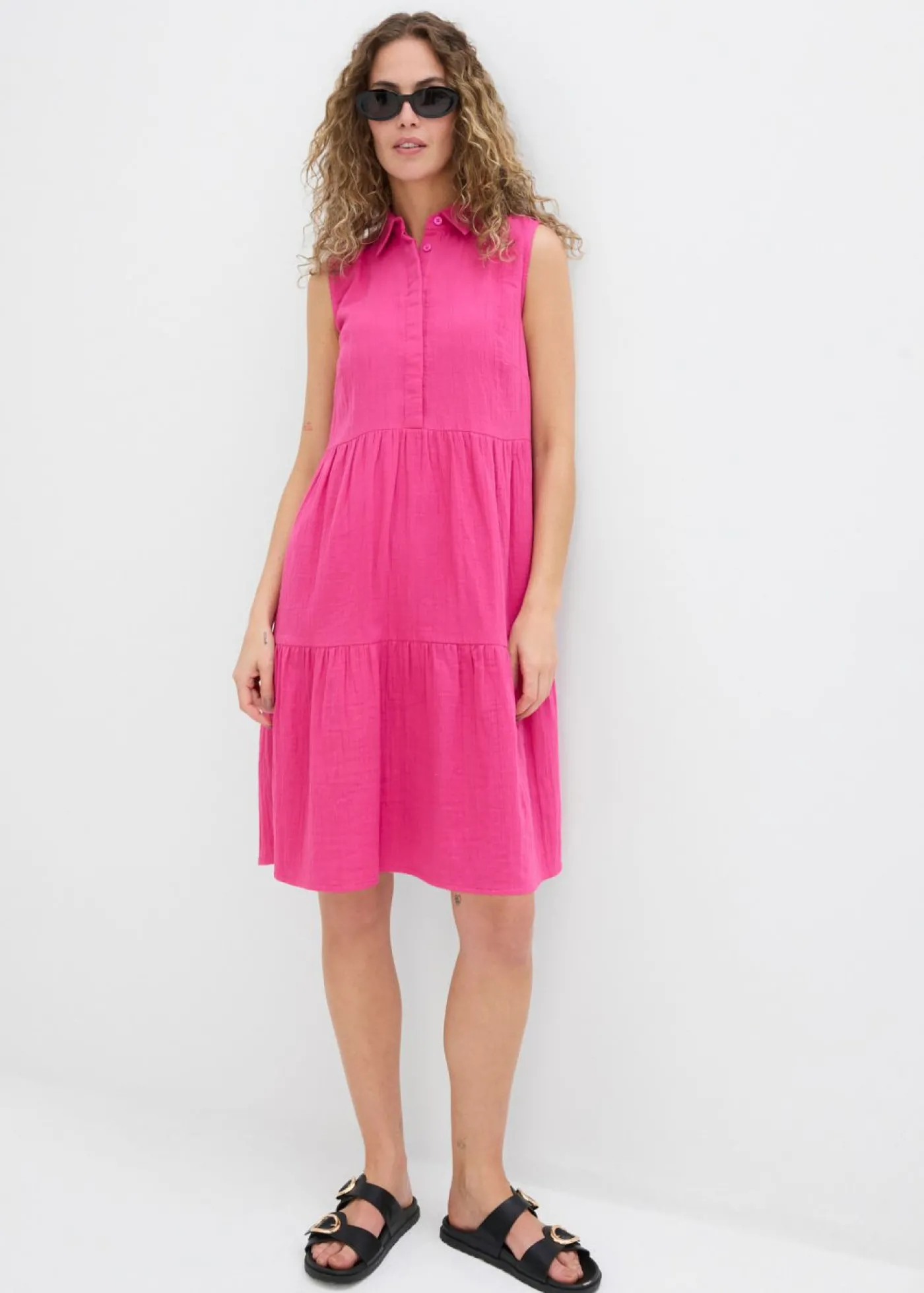 bonprix bonprix Vestido tipo túnica de muselina ligera fucsia Best