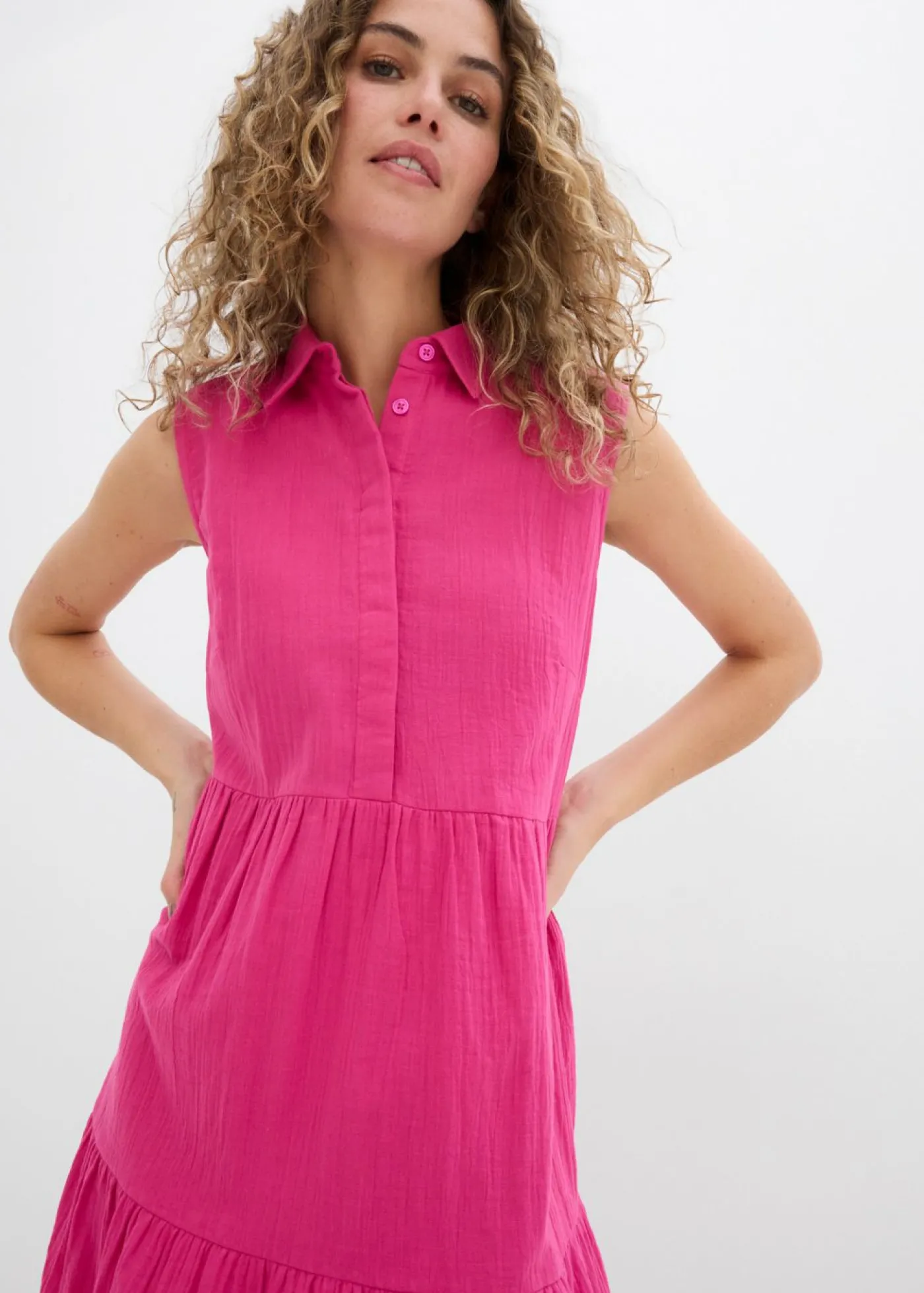 bonprix bonprix Vestido tipo túnica de muselina ligera fucsia Best