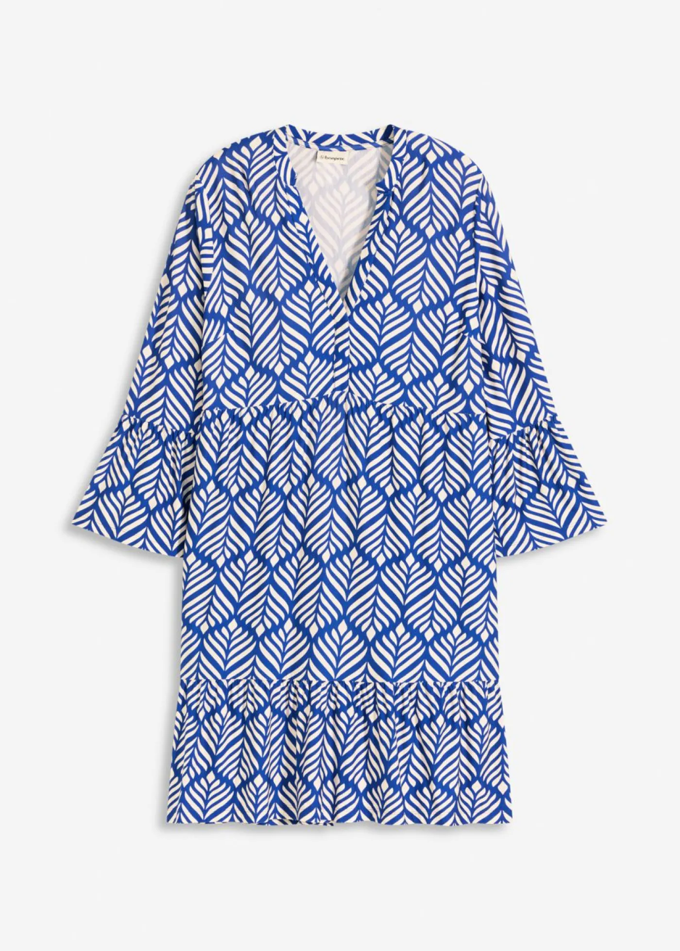 bonprix bonprix Vestido tipo túnica de punto de mezcla de viscosa suave Azul-blanco Discount