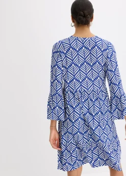 bonprix bonprix Vestido tipo túnica de punto de mezcla de viscosa suave Azul-blanco Discount