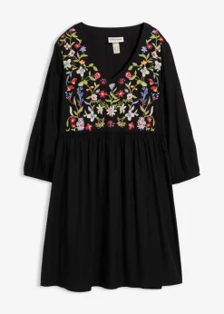 bonprix bonprix Vestido tipo túnica de viscosa fluida Negro Clearance