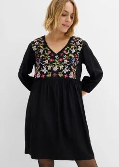 bonprix bonprix Vestido tipo túnica de viscosa fluida Negro Clearance