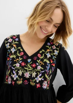 bonprix bonprix Vestido tipo túnica de viscosa fluida Negro Clearance
