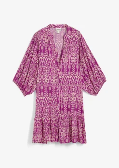 bonprix bonprix Vestido tipo túnica de viscosa suave zumo de uva-beige tiza Clearance