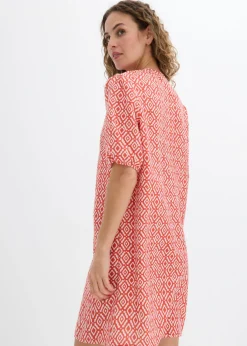 bonprix bonprix Vestido tipo túnica de viscosa fluida cayena-blanco lana