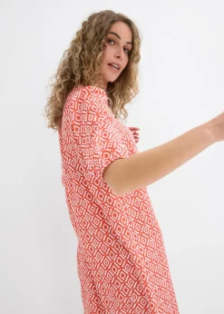 bonprix bonprix Vestido tipo túnica de viscosa fluida cayena-blanco lana