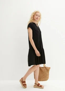bonprix bonprix Vestido tipo túnica de viscosa fina Negro