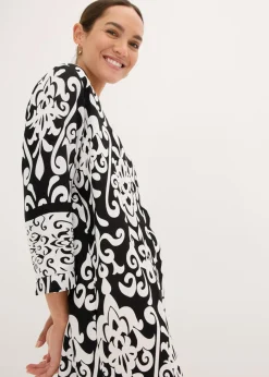 bonprix bonprix Vestido tipo túnica de viscosa fluida Negro-blanco estampado Best