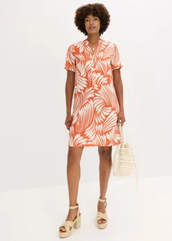 bonprix bonprix Vestido tipo túnica de viscosa fluida terracota-blanco lana New