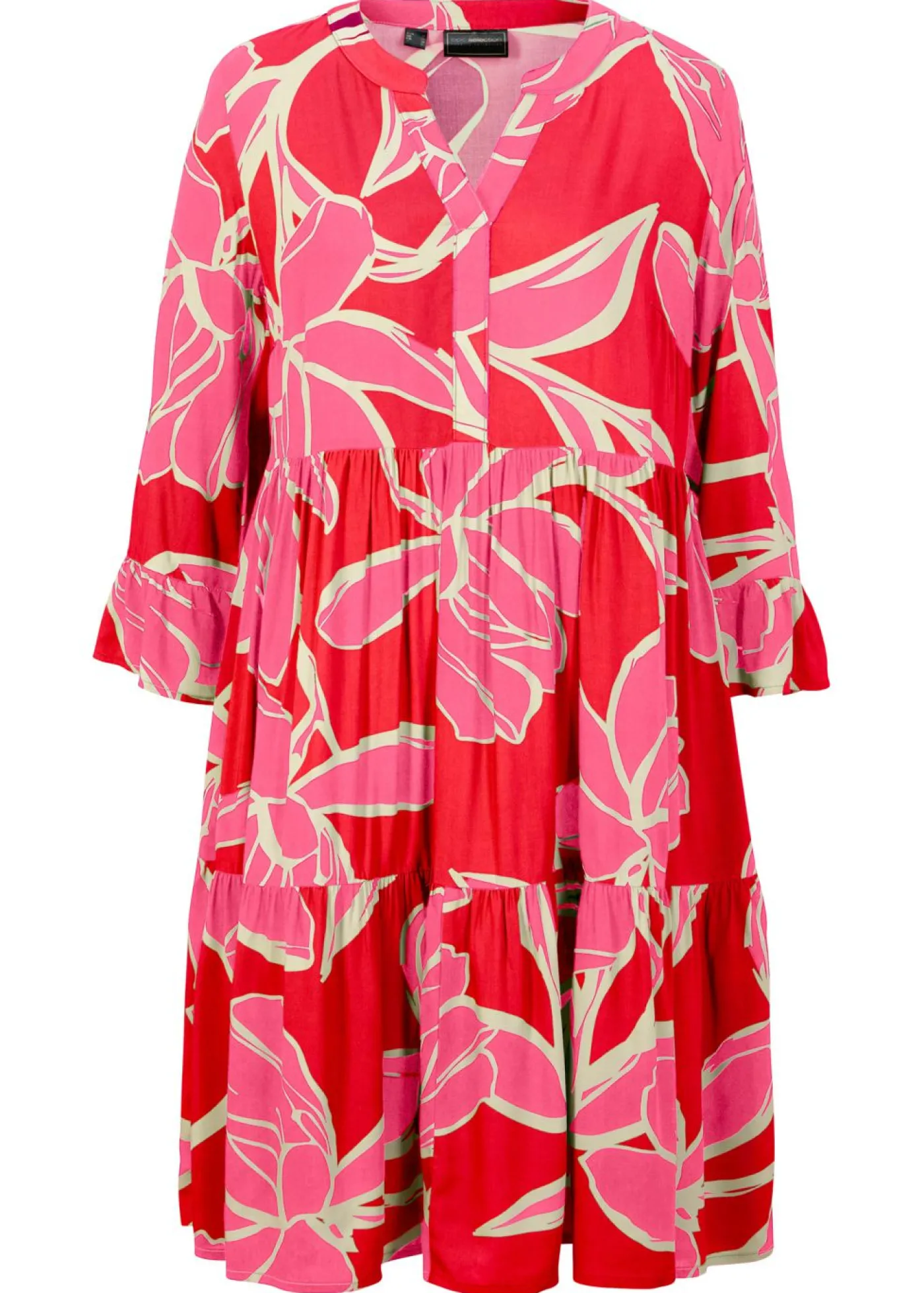 bonprix bonprix Vestido tipo túnica de viscosa fluida Amapola/rosa flamenco de flores Best