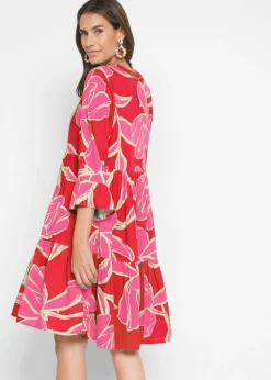 bonprix bonprix Vestido tipo túnica de viscosa fluida Amapola/rosa flamenco de flores Best