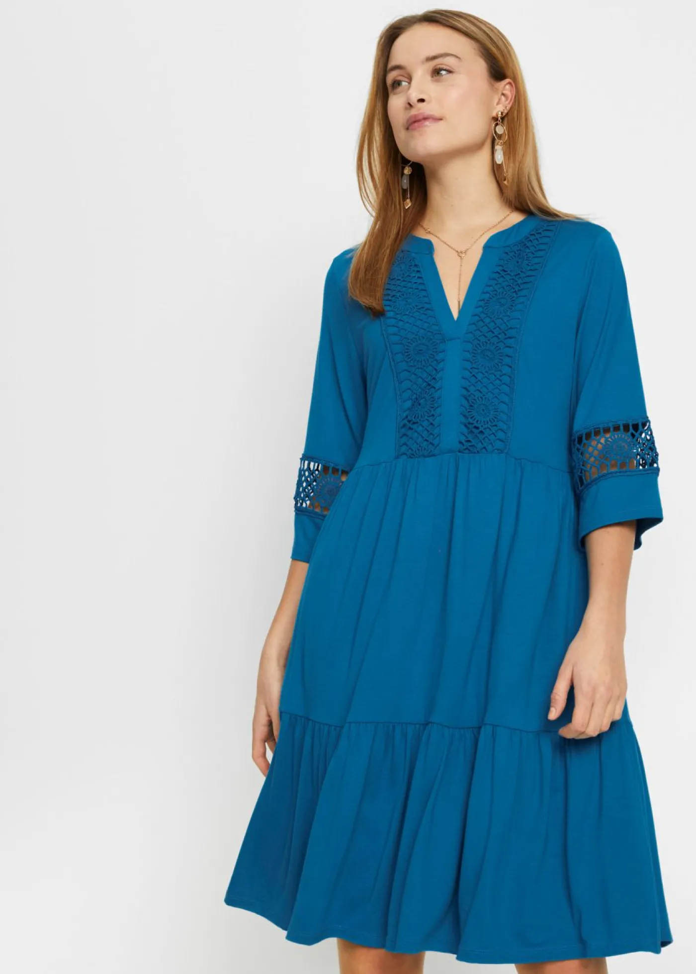 bonprix bonprix Vestido tipo túnica de viscosa suave azul atlántico Sale
