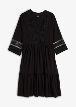 bonprix bonprix Vestido tipo túnica de viscosa suave Negro Hot