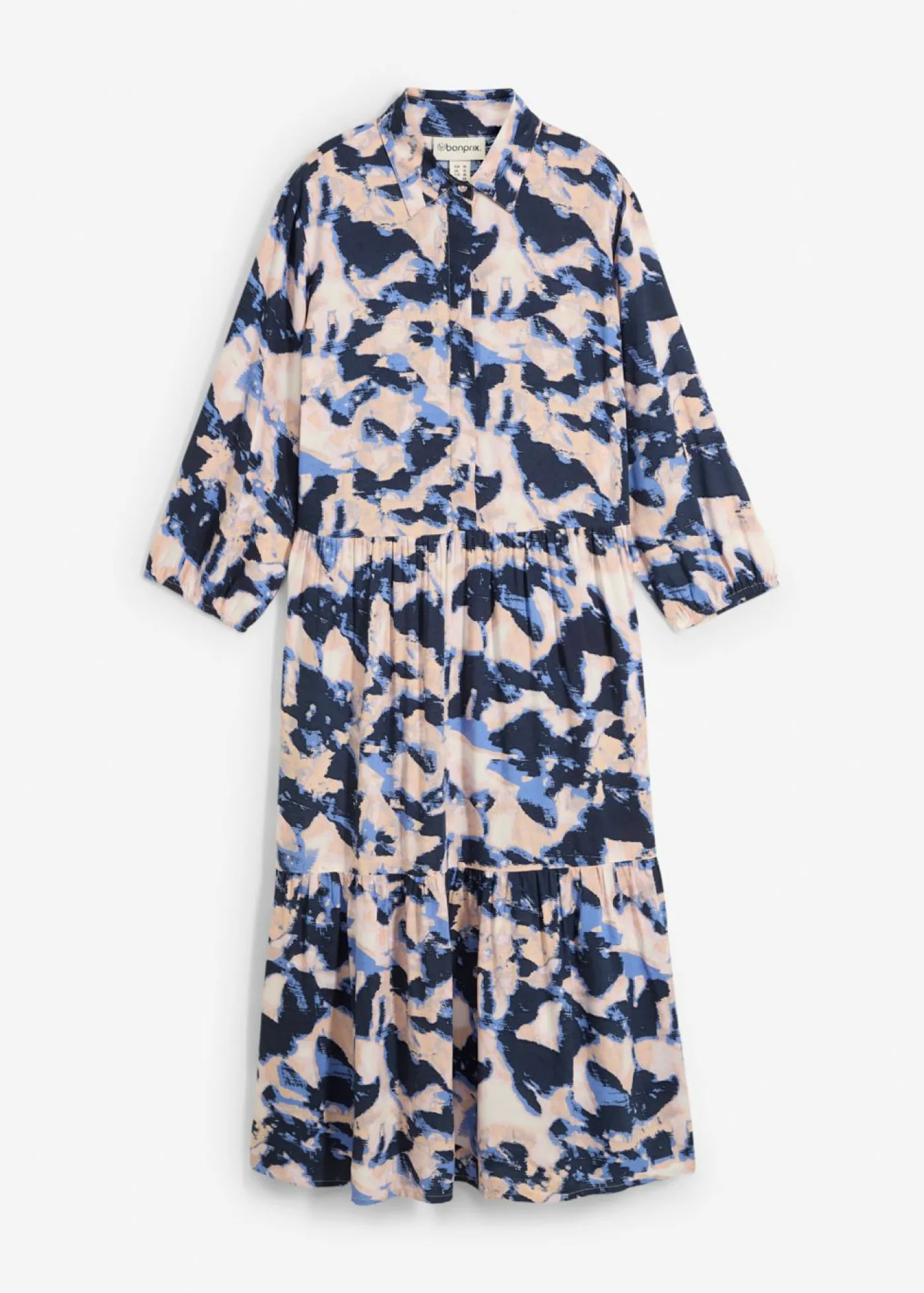 bonprix bonprix Vestido tipo túnica de viscosa fluida Azul nube/rosa melocotón/azul marino/rosa crema/lila empolvado estampado Discount