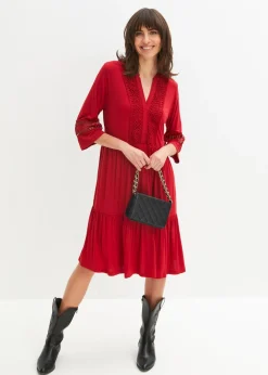 bonprix bonprix Vestido tipo túnica de viscosa suave rojo cayena Hot