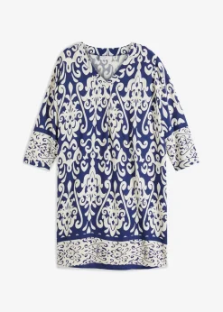 bonprix bonprix Vestido tipo túnica de viscosa fluida azul marino/crema Sale