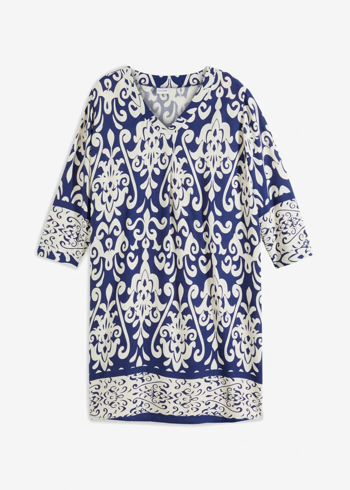 bonprix bonprix Vestido tipo túnica de viscosa fluida azul marino/crema Sale