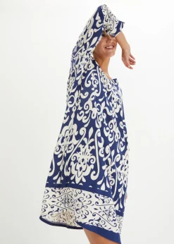 bonprix bonprix Vestido tipo túnica de viscosa fluida azul marino/crema Sale